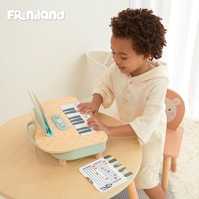 Freniland Wooden Baby Piano，18 Keys Digital Piano for Toddler ，Musical Toy Gift for Boys and Girls Over 2+