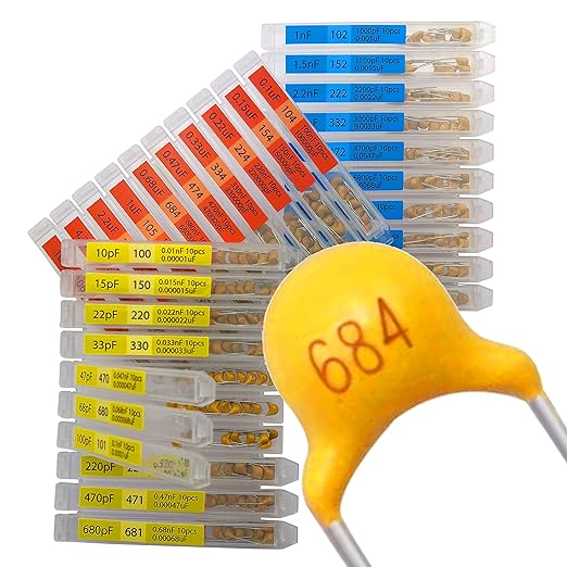 EEEEE 30 Value 300 pcs Multilayer Monolithic Ceramic Capacitor Assortment kit 10pf－10uF Individual Box Lid pf nf uf (300 pcs)