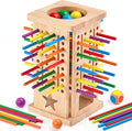 Montessori Wooden Board Games, 42 Colorful Sticks Math Learning Toys for 3 4 5 6 Year Olds, Board Games for Kids 4-6, Fine Motor Skills Toy Family Travel Game, Gifts for Boys Girls 3 Year Old
