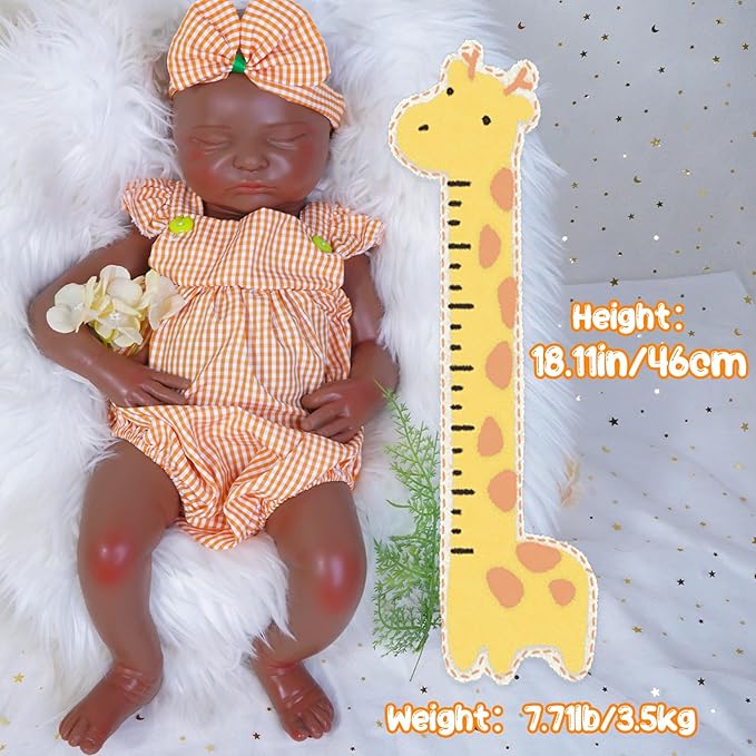 Reborn Baby Dolls Silicone Full Body 18.1in Weighted Real Life Closed-Eyes Girl Dolls Lifelike Newborn Baby Soft Body Flexible Limbs Not Vinyl