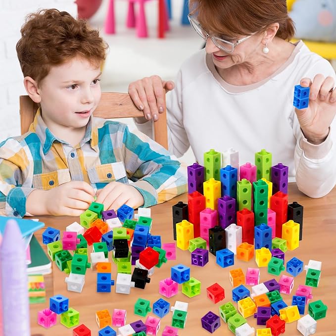 Jenaai 1500 Pieces Linking Cubes for Math Counting Cubes, Colorful Plastic Counting Blocks, Math Manipulatives Classroom Learning Supplies for Preschool Kindergarten Games