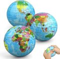 Mini 3.7" Foam Earth Ball Soft Squishy Toys , Globe World Map Planet Balls for Kids Toddler, Educational Geography, Sensory Fidget Desk Toy for Solar Systerm,Learning, Classroom Prize Gift (3PCS )
