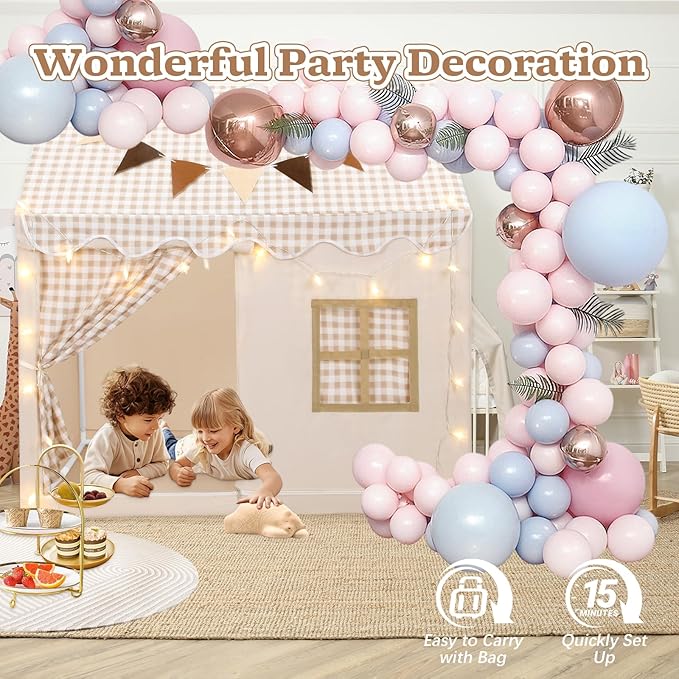 Kids Play Tent, Toddlers Playhouse with Replaceable Door Curtains, Star String, Flag, Washable, Indoor and Outdoor Play Tent for Kids, Girls & Boy Aged 3+, 47" x 31.5" x 47"
