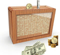 Piggy Bank for Adults Kids, Wooden Mony Bank Cash Vault Money Saving Box with Counter $10000 Savings Challenge Money Bank with Money Target and Numbers (Brown $10000)