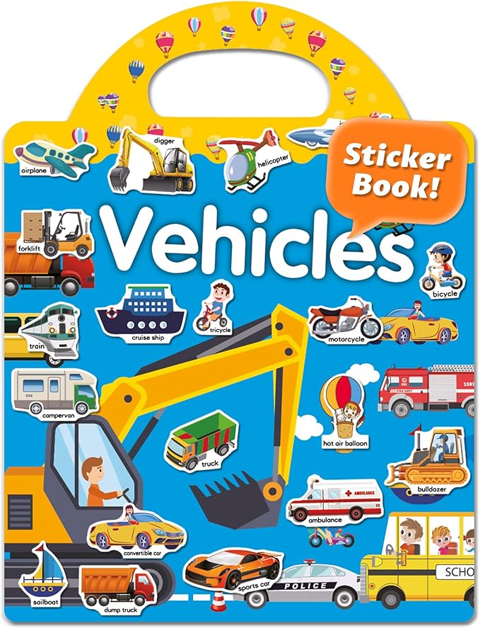 Reusable Sticker Book for Toddlers 2-4 Years, Stickers for Kids, Toddler Craft Activities, Toddler Travel Toys Ages 2+ Boy Girl Birthday Gifts