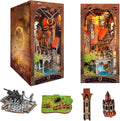 [2025 New] Magic Ring Book Nook Kit with Dust Cover & LED Light, DIY Miniature House Kit Toy, 3D Wooden Puzzle Bookshelf Decor Building Kit, Birthday Gifts for Family & Friends