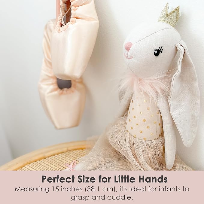 MON AMI Bijoux The Bunny Princess Ballerina Stuffed Doll – 15”, Soft Plush Animal Doll, Use as Toy or Room Decor, for Kids of All Ages