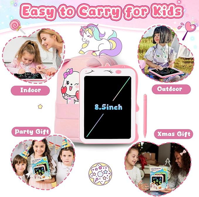 LCD Writing Tablet for Kids, Unicorn Girl Toys, Toddlers Toys Drawing Board, Educational Doodle Pad Kid Toys for 2 3 4 5 6 7 8 Year Old Girls Boys Easter Birthday Party Xmas Gift, 8.5inch