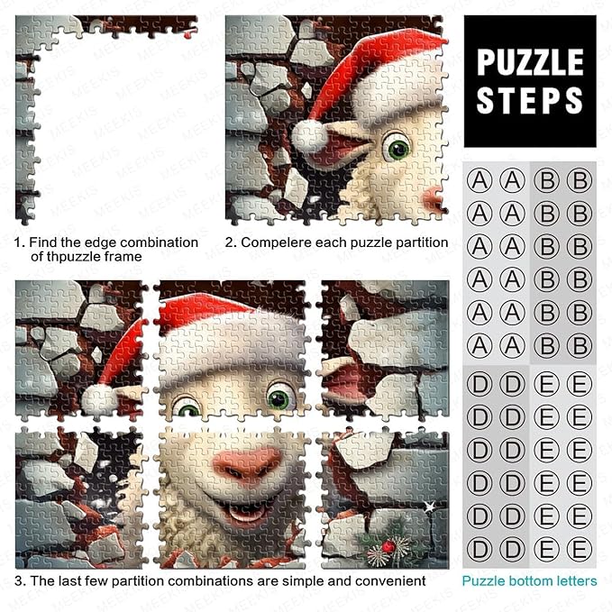 Sheep for Adults Fun Thickened Wooden Jigsaw Puzzles 1000 Piece 3D Animal Toy Intellectual Game Education Game Stress Relief Toy Home Decoration Premium & Durable 1000pcs (75x50cm)