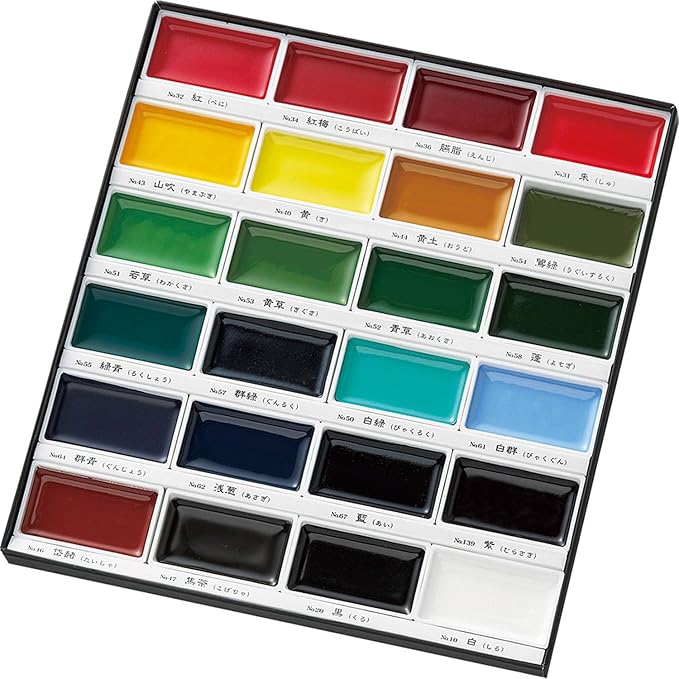Kuretake GANSAI TAMBI Watercolor Paint Set 24 Colors, Professional-quality art supplies for artists adult painting aketching, Non-Toxic, Made in Japan