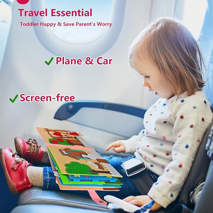 Montessori Busy Book for Toddlers 3-5 Quiet Book Activity Learning Travel Toys for Toddlers Ages 3-5-7 Girls Gift