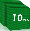 Classic Baseplates Building Plates-Pack of 10 Large 10" x 10" Building Bricks,Compatible with All Major Brands,Perfect STEM Gift for Builders Age 3+ (Green)