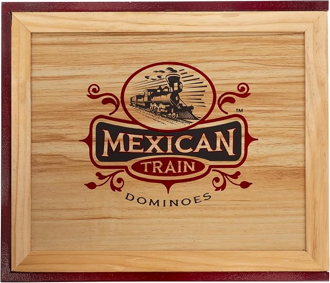 Front Porch Classics | Mexican Train Domino Set in Wooden Collector Box from Front Porch Classics for 2 to 8 Players Ages 8 and Up