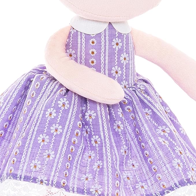 Gloveleya Baby Girl Gifts Soft Plush Doll – Lavender Daisies 16 Inch Cuddle Toy with Basket, Collectible Keepsake Birthday Easter Baby Shower Christmas for Girls