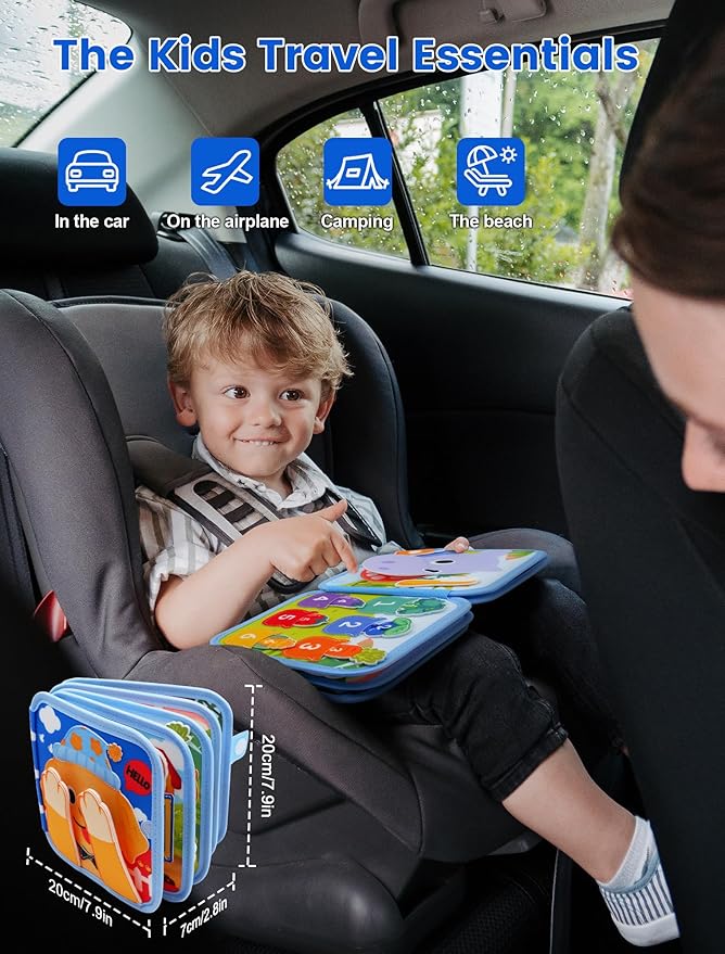 Toddler Busy Book for 1-3, Busy Board for 1+ Year Old, Toddler Airplane Travel Toys, Girl & Boy Birthday Gift, Educational Learning Activity Books, Felt Montessori Toys (Dog Theme)