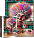 Rainbow Hair Grandma Jigsaw Puzzles for Adults 1000 Pieces Vintage Kitchen DIY Puzzles for Challenging Family Activity Games Elderly Lady Art Jigsaw Puzzles Home Wall Decor Craft Gifts 20x27 Inches