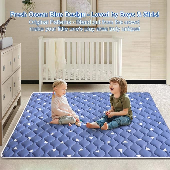Premium Foam Baby Play Mat 79" X 71", Extra Large Soft Thicker Activity Playmats for Babies, Toddlers, Infants, Play & Tummy Time, Foldable & Machine Washable Baby Crawling Mat