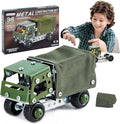 Military Truck STEM Building Toy Set for Boys Age 8-12 - Metal Army Toys Model Car Kits - Engineering Projects for Kids 6-10 - Vehicles