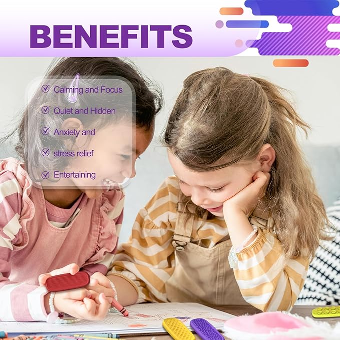 Fidget Toys Sensory Stone for Adults, 8 Pcs Silicone Sensory Strips for Autism Kids, Fidget Stress Toys for Anxiety Relief, Students Calm Down Classroom Prizes