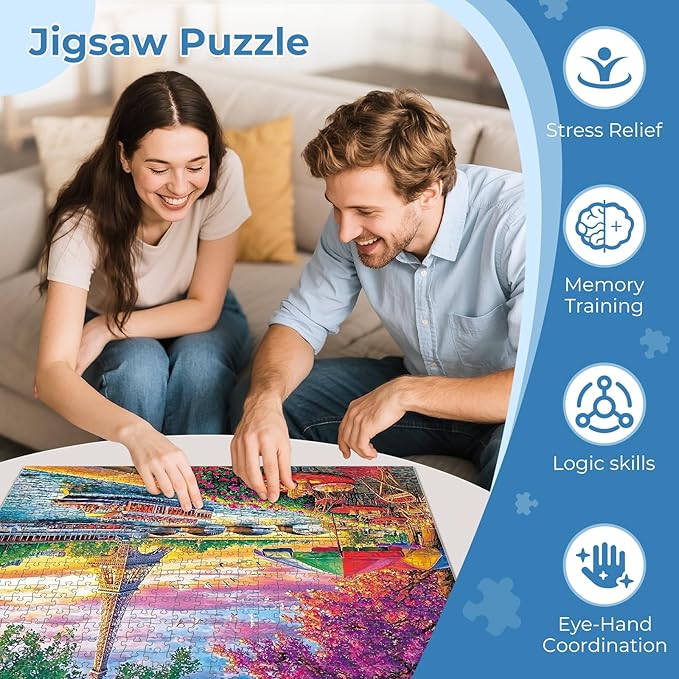 Puzzles for Adults 500 Pieces,Eiffel Tower Paris & Ship Puzzle for Adult,Recycled Cardboar Jigsaw Puzzles 500 Pieces for Kids Adults Seniors,Puzzles for Family Game Nights, 20.5 x 15 in
