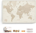 Canvas World Map with Cork Pin Board - English Lettering - Decorative Wall Decoration for All Rooms - Canvas Pictures with World Map Motif (120x80 cm, Pattern 9)