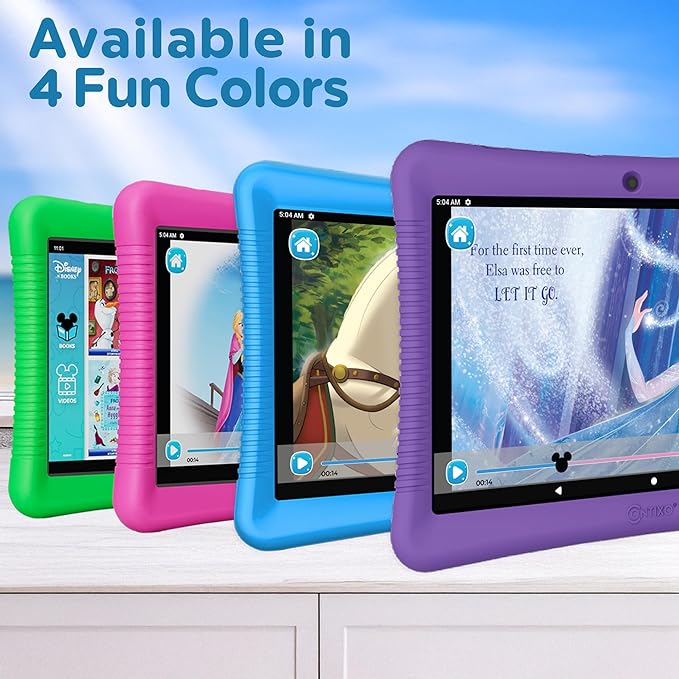 Contixo 10" Android Kids Tablet Bundle - 32GB, 80+ Disney Storybooks ($350 Value), Parental Controls, Kid-Proof Case w/Kickstand & Stylus, Headphones & Sleeve Bag - Blue