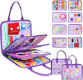 Busy Board Montessori Toys for Toddlers 1-3, Birthday Gifts for 1 2 3 4 Year Old Girl, Autism Sensory Travel Toy, Educational Activity Book Board for Learning Fine Motor Skills Toys, Purple