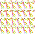 Junkin Ribbon Rings Hand Kite Waldorf Toys Dancing Wrist Ribbons Rainbow Streamers with Wood Ring Educational Toy for Playroom Dancing Birthday Party Gift(Fresh,24 Pcs)
