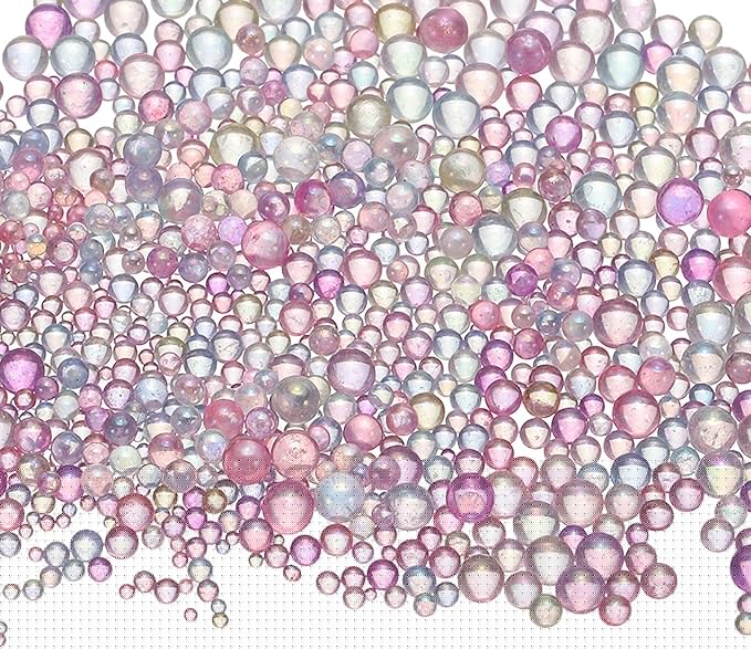 Iridescent Glass Tiny Bubble Beads, 0.4-3mm 10g No Hole Micro Mini Round Pastel Color Water Droplets Beads - Applications: for Resin Filler, Nail Art, Dollhouse Bath Tub