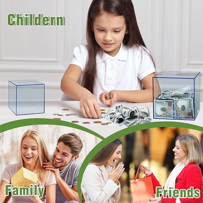 Clear Piggy Bank for Adults/Kids, Acrylic Unopenable Money Box for Cash Coin Saving, Must Break to Open, Money Saving Jar for Adults Boys Girls, Size 5.9''