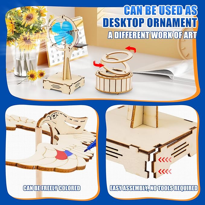 8 in1 STEM Science Kit for Kids Age 8-14, Wooden Physics Experiments & Solar Engineering Kits, Build Solar Car, Anti-Gravity Device, Telescope, Periscope & Dinosaur Claw, Gifts for Boys Girls