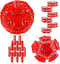 RoomyRoc Magnetic Fidget Sphere - Pentagons Magnets Balls - 12 Piece Set - Crystal Red - Magnet Fidgets Toy - Creativity Beyond Imagination, Inspirational, Recreational, Desk Toys for Adults