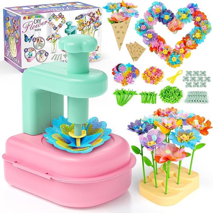 beefunni Flower Bouquet Craft Kits, DIY Arts and Crafts for Kids 4-6-8, Upgrade Wreaths & Colorful Flowers Toys for 4 5 6 7 8+Year Old Girl Birthday Gifts Ideas,Toddler Creative Educational Activities