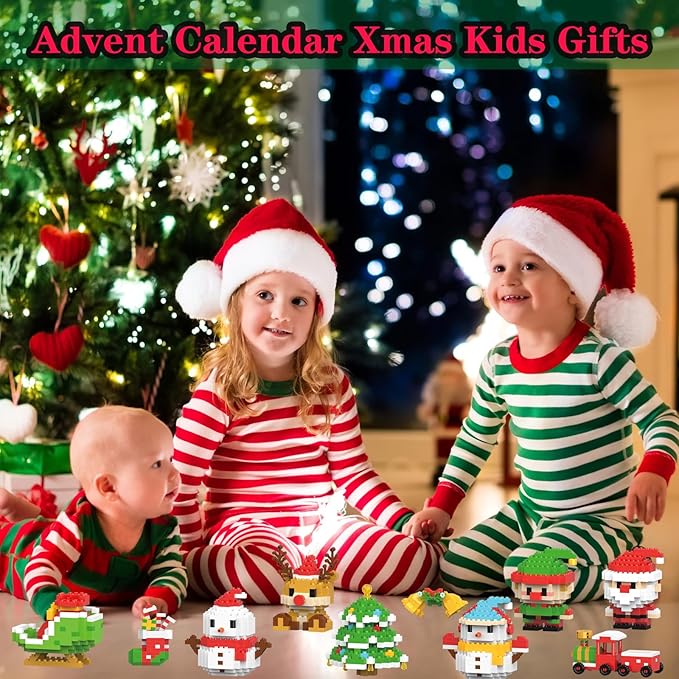 Christmas Red Snowman Building Blocks Set Compatible with Lego Advent Calendar 2025 Stacking New Toys Holiday Present Box New Year Xmas Gifts for Kids for Boys & Girls and Adults