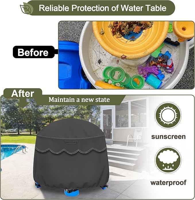 Kids Water Table Cover Fit Little Tikes Fish 'n Splash Water Table, Waterproof Dust Proof Outdoor Toys -Cover only,34"Dx20"H (Grey)