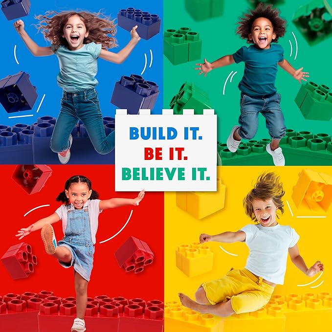 Big Blocks for Kids Ages 4-8 — Indoor & Outdoor Blocks for Kids Games — Large Building Blocks (192 pc) Jumbo Set