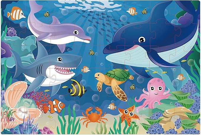 Underwater Floor Puzzle for Kids 3-5: 48 Large Pieces for Children Ages 4-8 - Learning & Eductional Jigsaw Puzzle for Toddler's Gift & Family Activities