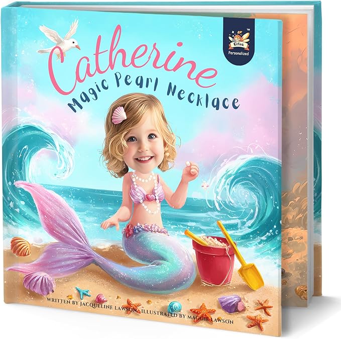 Personalized Mermaid Adventure Book – Magic Pearl Necklace | Custom Name & Photo Children's Story Book | ELFINK (Softcover)