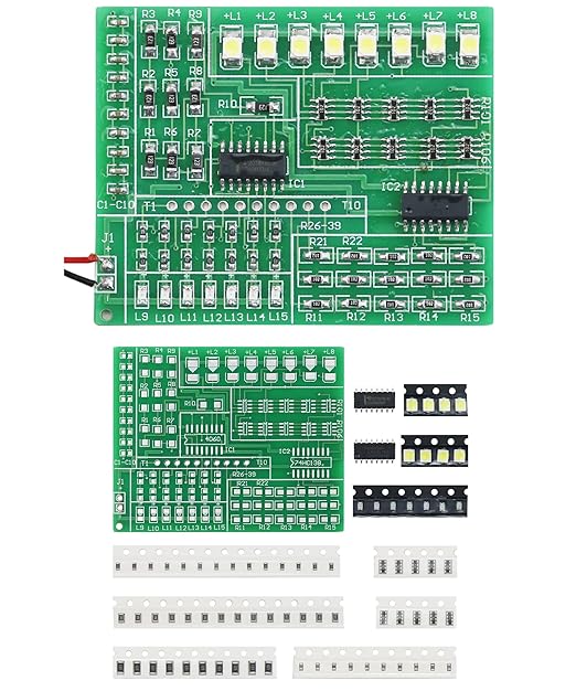 SMD Soldering Practice Kit DIY 15-Way RGB Flash LED Autocontrol SMT Electronics Projects Learn How to Soder(0315CD4)