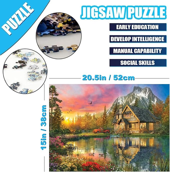 500 Piece Puzzles for Adults Lakes and Mountains 20.5 x 15 Inch 500 Piece Jigsaw Puzzles for Kids Adults Puzzles 500 Pieces for Adults Holiday Educational Challenge Toy