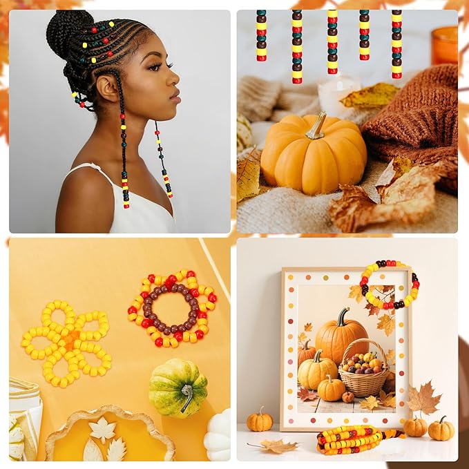 XIANNVXI 10Colours Fall Pony Letter Beads Set Friendship Bracelet Making Kit 500pcs Red Orange Yellow Green Brown Pony Beads Bulk