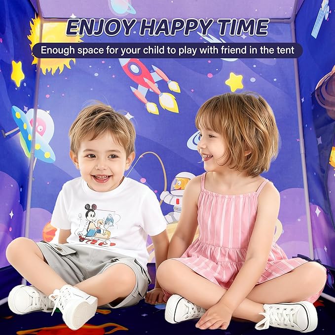 TTLOJ Gift for Christmas Universe Space Style Play Tents for Boys Girls, Playhouse Castle Toy for Toddler Play House, Teepee Tent Indoor Outdoor