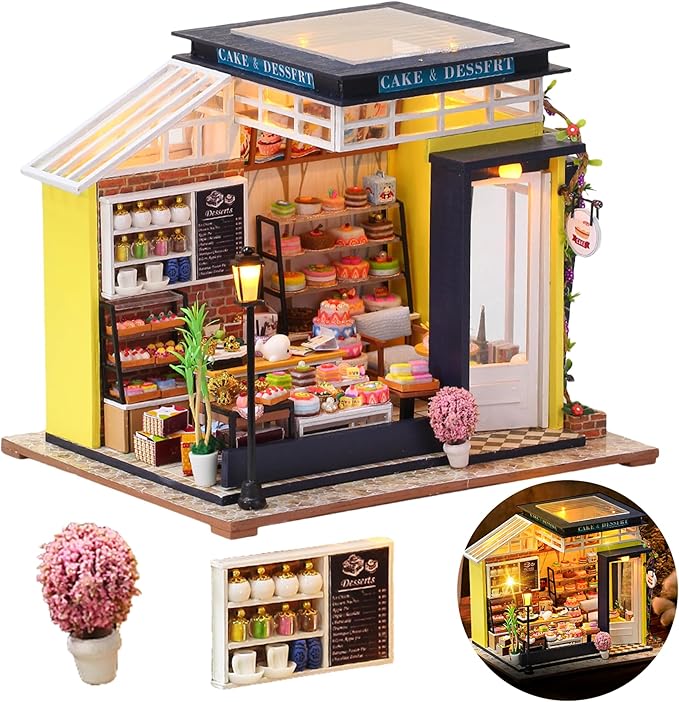DIY Miniature House Kit, Miniature Bakery Kit, DIY Dollhouse Kit for Adults, Model Bakery, Mayberry Street Miniatures, Ideal Gifts for Birthday,Valentine Christmas(Bakery & Desserts)