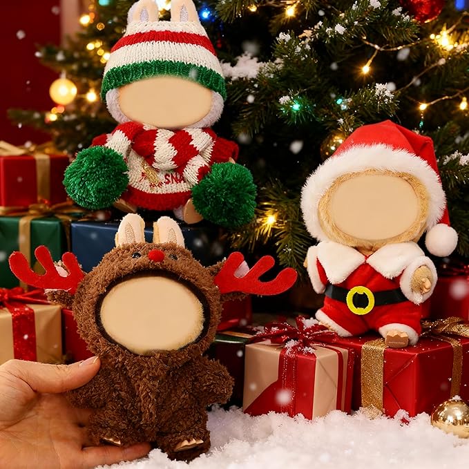 3 Pack Christmas Clothes for 17cm Doll (No Doll), Outfits for 15/17cm Dolls, Stylish Adorable Christmas Clothe Accessories