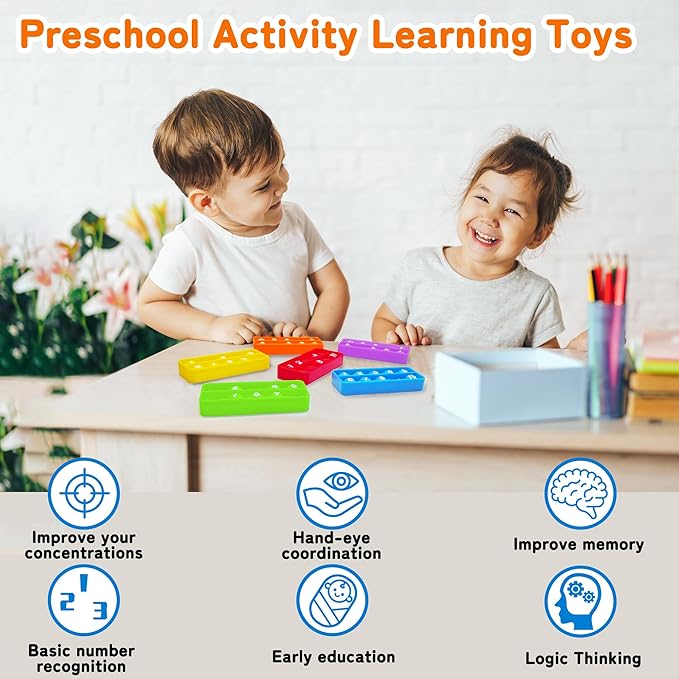 1-20 Ten Frame Pop Board, 6PACK Fidgets for Classroom, Quiet Sensory Toys Bubble Poppers, Pop for Counting Math, Focus Tools for Kids, Montessori Educational Toy Gift for Kindergarten