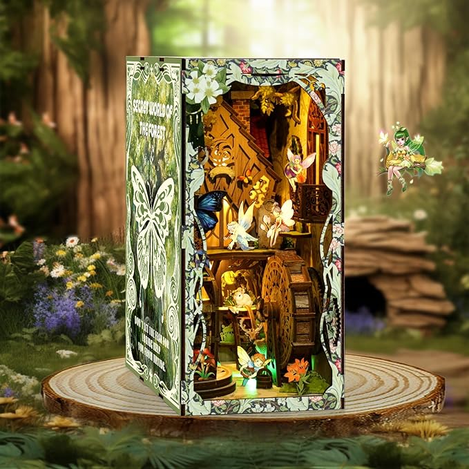 DIY Miniature House Kit, Mini House Building Kit, DIY Book Nook Kit, Tiny Model House for Adults to Build, Beginner 3D Wooden Book Nook, for Family Friends (Hidden Realm-A)