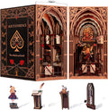𝗠𝗶𝗻𝗶𝗖𝗶𝘁𝘆 Book Nook Kit, DIY Miniature Dollhouse Booknook Kit, 3D Wooden Puzzle Bookend Bookshelf Insert Decor with LED Light for Teens and Adults (Alice in Wonderland)