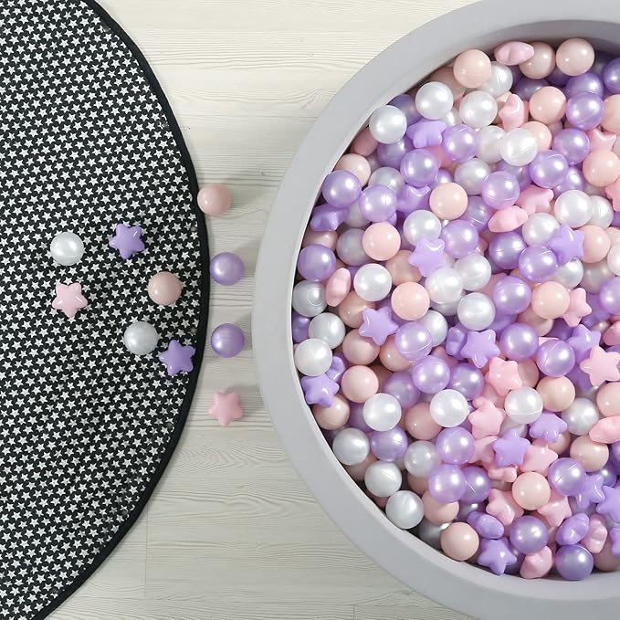 GOGOSO Balls for Ball Pit - Plastic Ball for Toddlers, Baby Kids Ball Pool Decoration 50 100 200 300 500 1000 (A Purple+Pink+White+Clear, 50 Balls)