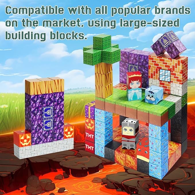 Magnetic Blocks, 1-inch Size Building Toys,Magnetic Cubes Building Blocks Toys for Halloween Christmas Birthday Gift - STEM Sensory Toys for 3+ Years Old Girl Boys