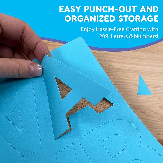 209 Pcs 3" Happy Colors Precut Letters & Numbers - Capital, Numbers, Punctuation - US Made Card Stock for Poster, Bulletin Board, Classroom